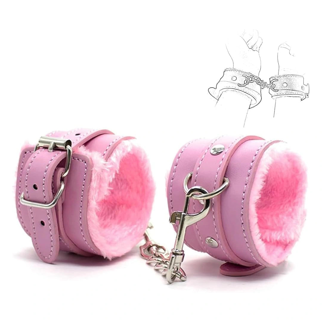 Adjustable Bondage Pink Handcuffs Set