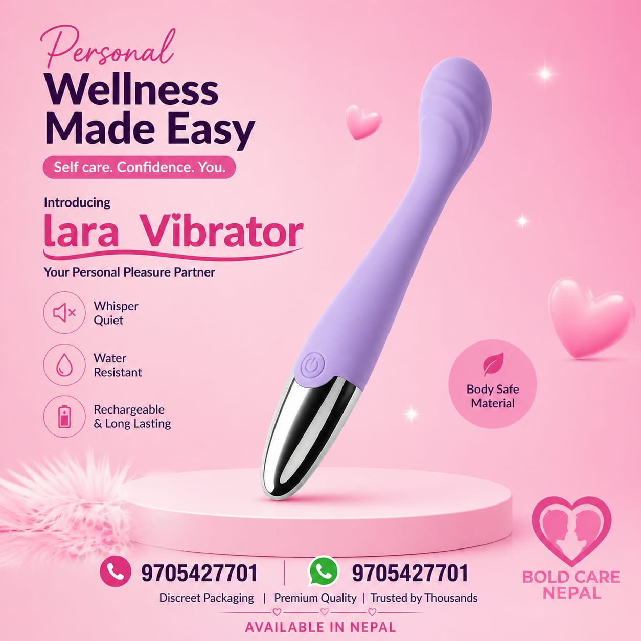 Lara Vibrator and G-Spot – Finger Bullet Massager with 10 Modes
